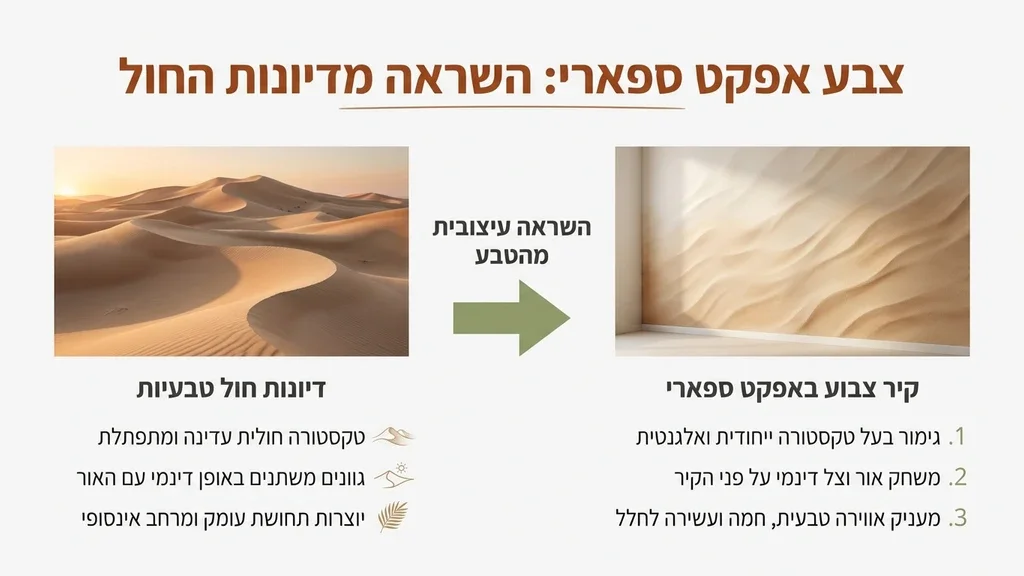 קיר סלון מעוצב עם צבע אפקט ספארי