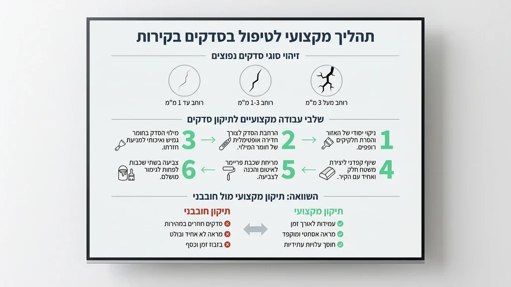 בעל מקצוע מכין קיר לצביעה ומבצע תיקוני שפכטל