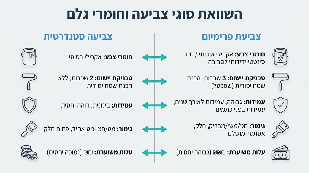 מגוון כלי עבודה וצבעים איכותיים מונחים על הרצפה