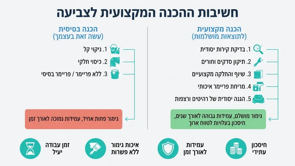 צוות מקצועי מכין קירות לצביעה